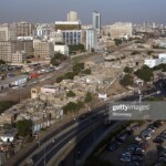 An elevated view shows the business and financial hub in Karachi, Pakistan, on Tuesday, Oct. 30, 2012. Businesses in Pakistan’s commercial capital are bracing for a surge in extortion demands as parties representing the city’s ethnic communities seek to use their hired guns to build financial war chests ahead of parliamentary polls due in the first half of next year. Photographer: Asim Hafeez/Bloomberg via Getty Images